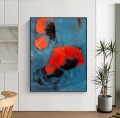 abstraktes rotes Blumenmuster von Palettenmesser Wandkunst Minimalismus